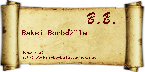 Baksi Borbála névjegykártya
