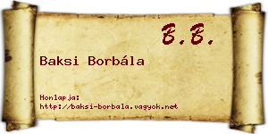 Baksi Borbála névjegykártya